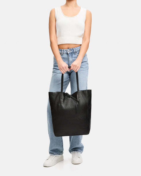 Monica Black - Soft Leather Shopper Bag