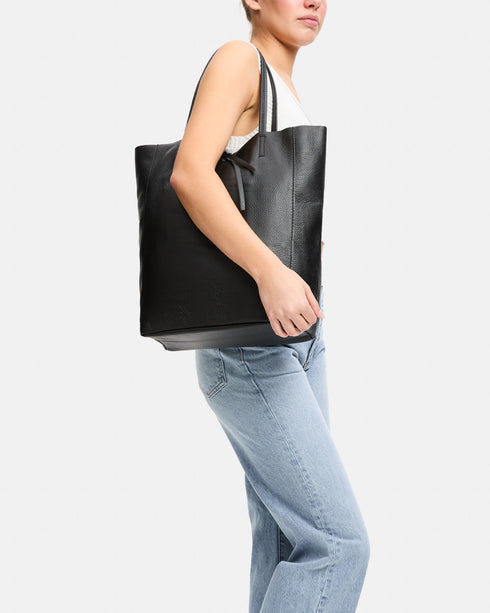 Monica Black - Soft Leather Shopper Bag