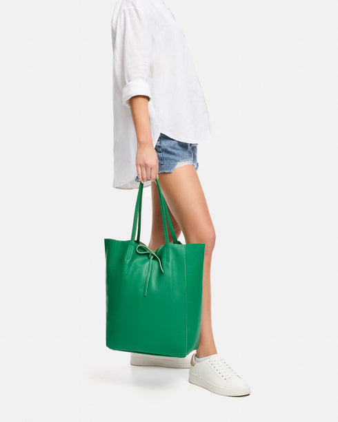 Monica Green Leather Shopper