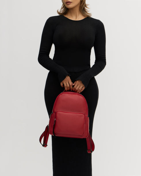 Maddie Red Leather Backpack