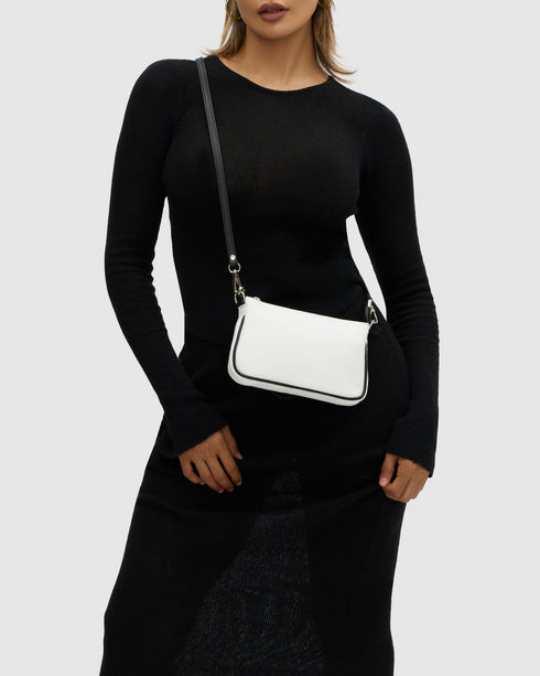 Laila White Leather Handbag