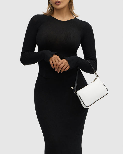 Laila White Leather Handbag