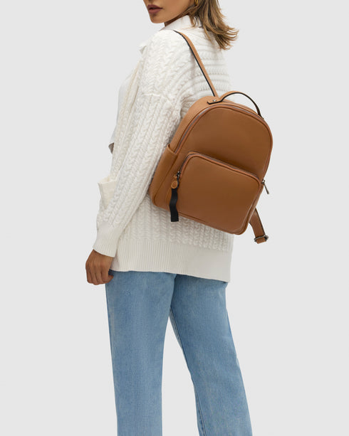 Maddie Tan Leather Backpack