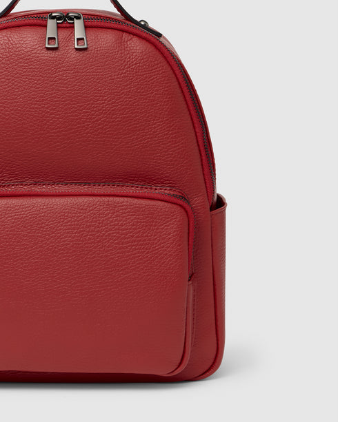Maddie Red Leather Backpack