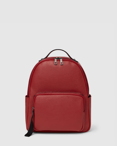 Maddie Red Leather Backpack