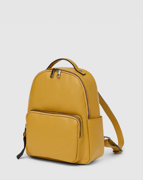 Maddie Mustard Leather Backpack