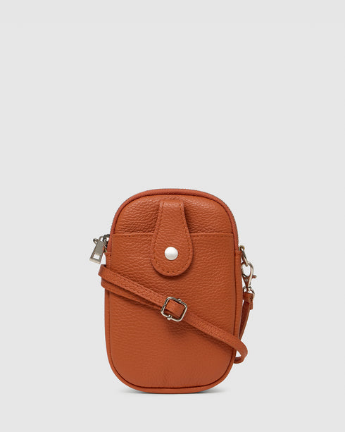 Ava Orange Leather Crossbody Bag