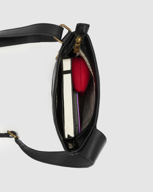 Merredin Black - Leather Crossbody Bag