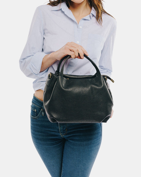 Poppy Black - Leather Crossbody