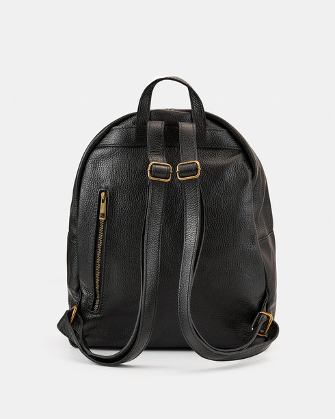Tulip Black - Leather Backpack