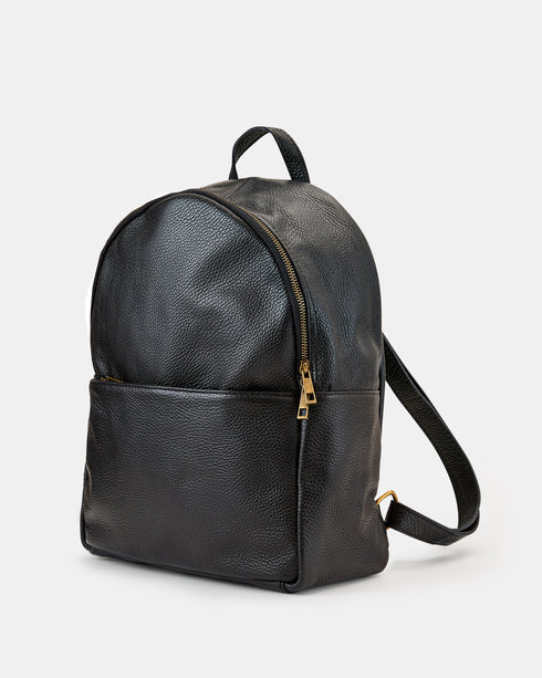 Tulip Black - Leather Backpack