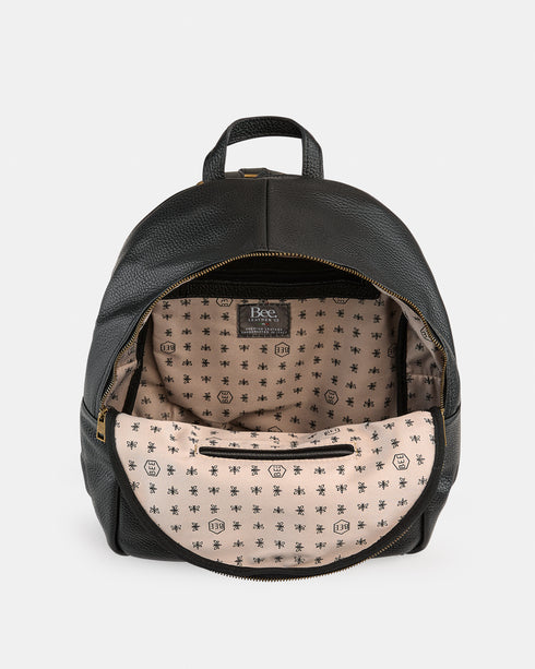 Tulip Black - Leather Backpack