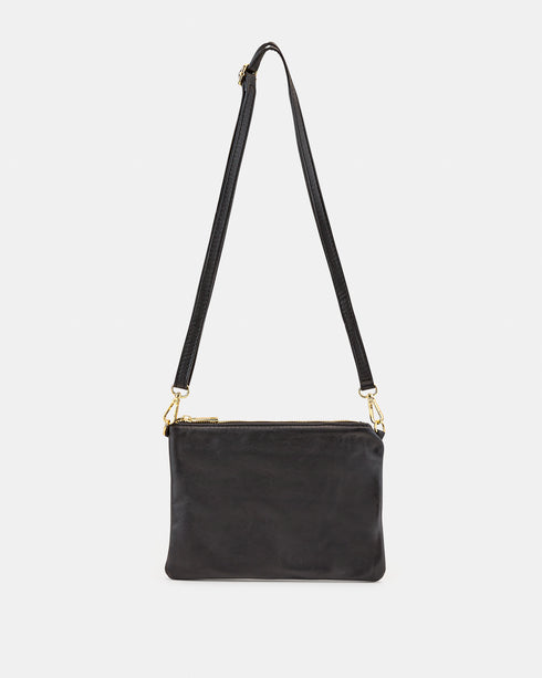 Tully Black Soft Leather Clutch