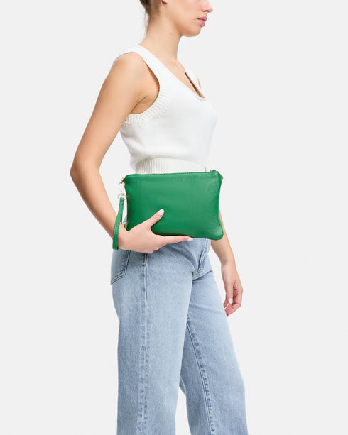 Tully Green Soft Leather Clutch