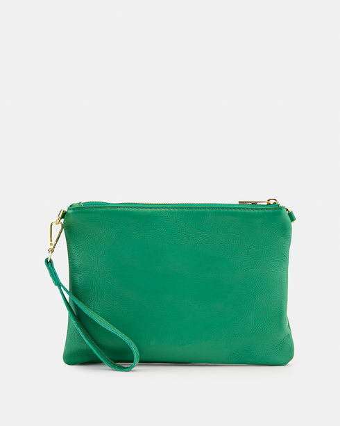 Tully Green Soft Leather Clutch