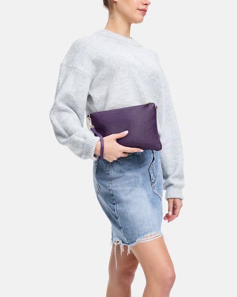 Tully Purple Soft Leather Clutch