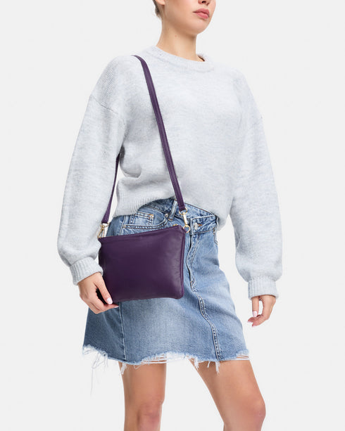 Tully Purple Soft Leather Clutch