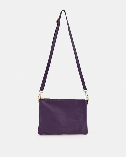 Tully Purple Soft Leather Clutch