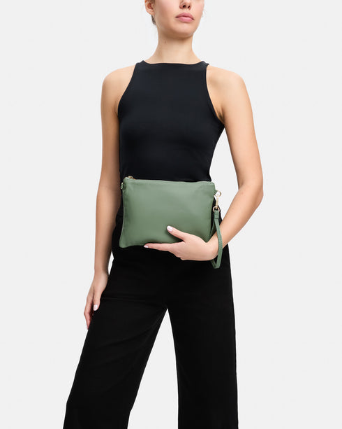 Tully Sage Soft Leather Clutch