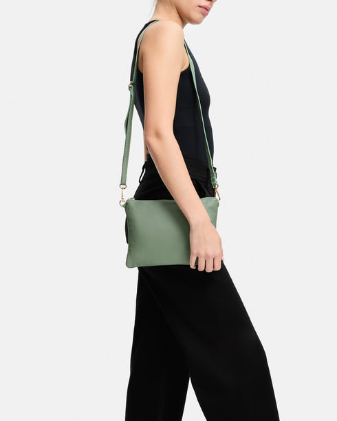 Tully Sage Soft Leather Clutch