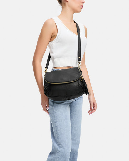 Vasarino Black - Soft Leather Crossbody Bag