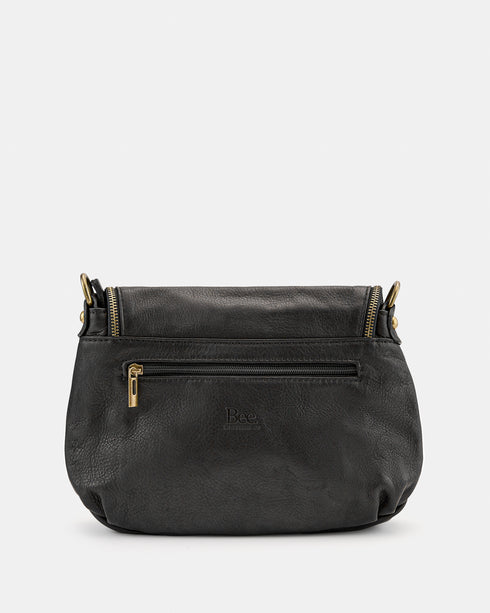 Vasarino Black - Soft Leather Crossbody Bag