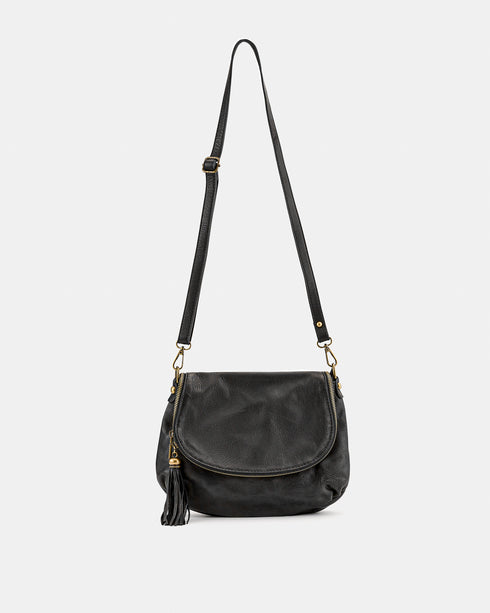 Vasarino Black - Soft Leather Crossbody Bag