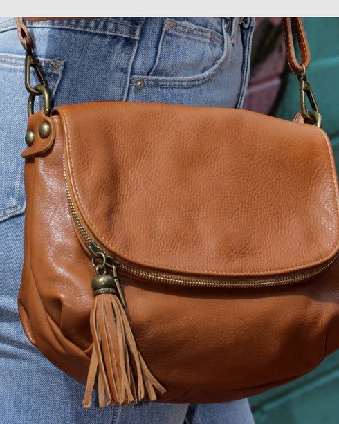 Vasarino Tan - Soft Leather Crossbody Bag